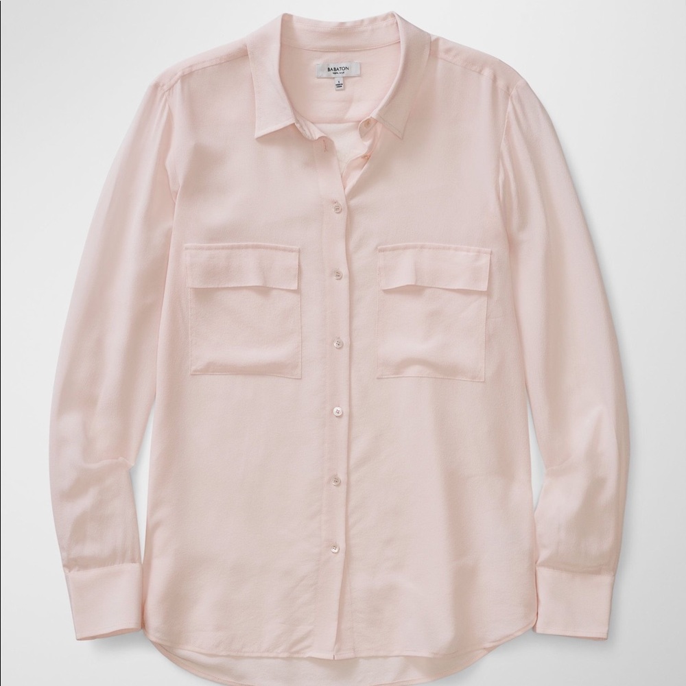 Aritzia Babaton Peyton Silk Pink Blouse